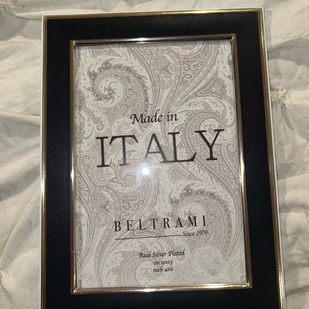 Beltrami Picture Frame Made In Italy Real Silver Plated 4x6 Black